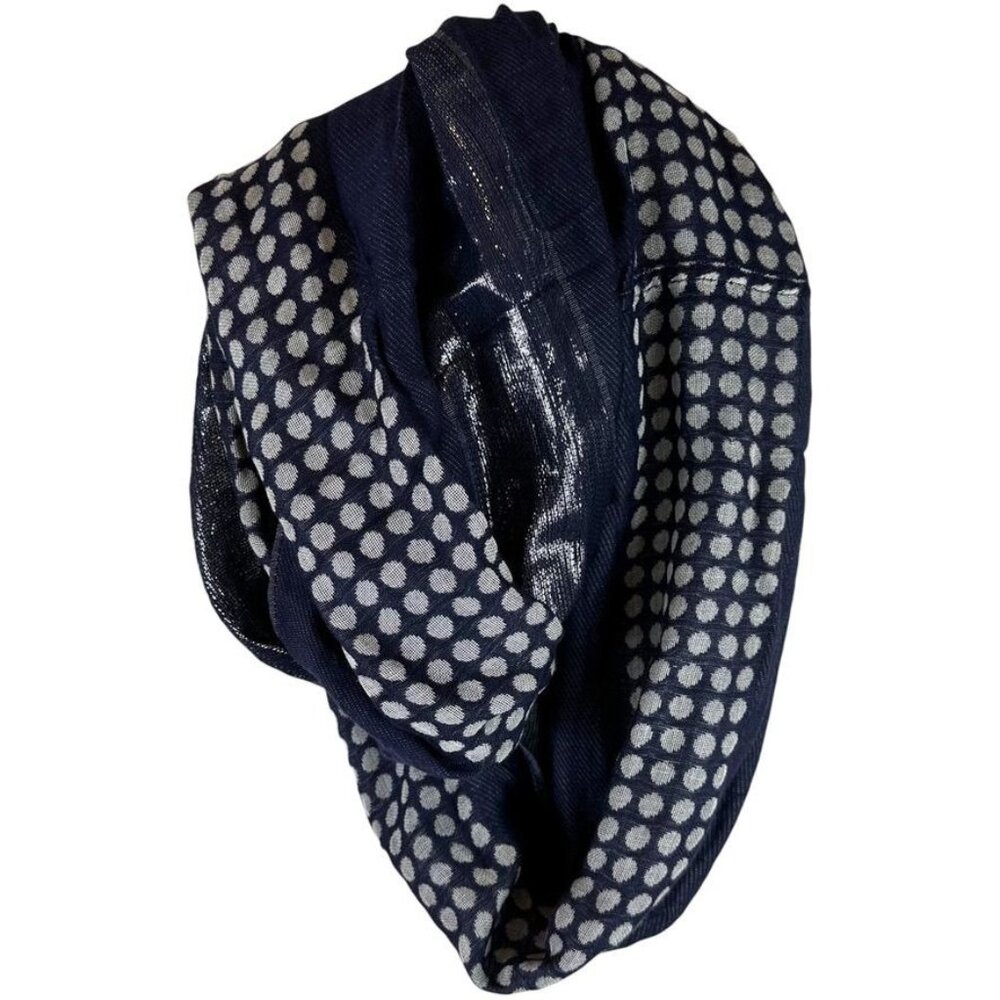 Jennifer Lopez Womens Navy Blue Polka Dot Infinity Scarf NWT